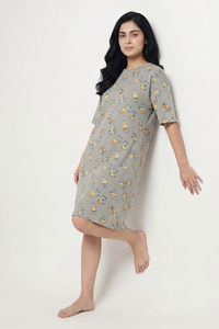 Zivame Minions Knit Cotton Loungewear Dress - Ultimate Grey — thumbnail 6
